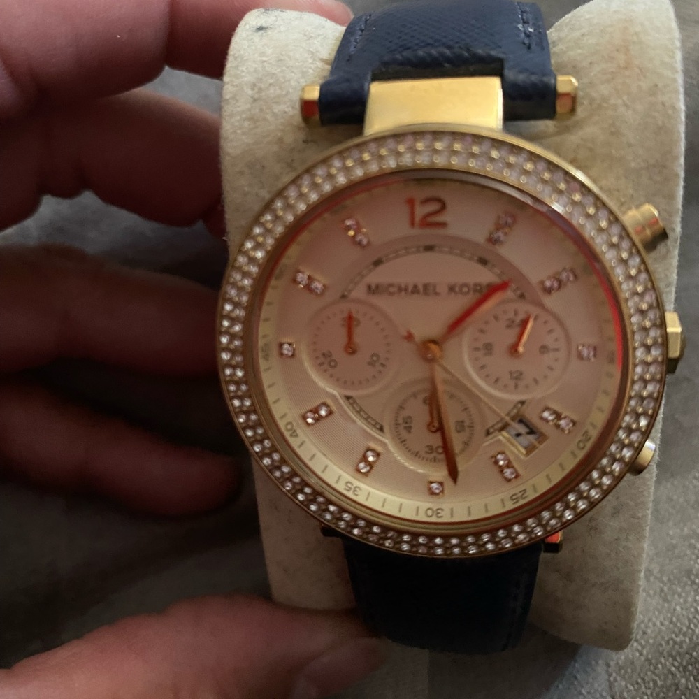 Parker Chronograph Gold-tone Navy Leather Watch